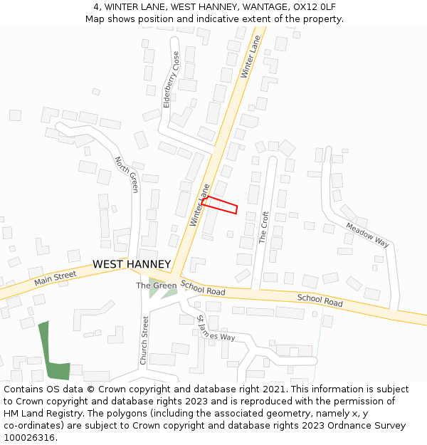 4, WINTER LANE, WEST HANNEY, WANTAGE, OX12 0LF: Location map and indicative extent of plot