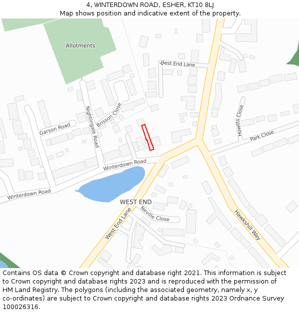 4, WINTERDOWN ROAD, ESHER, KT10 8LJ: Location map and indicative extent of plot