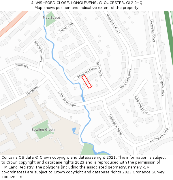 4, WISHFORD CLOSE, LONGLEVENS, GLOUCESTER, GL2 0HQ: Location map and indicative extent of plot