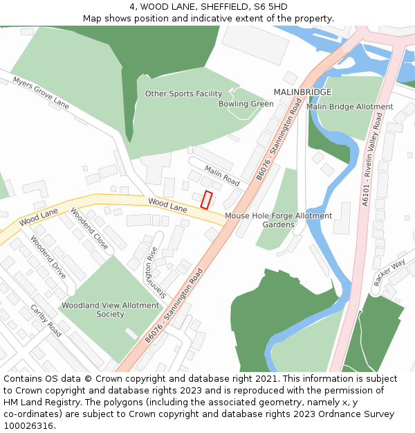 4, WOOD LANE, SHEFFIELD, S6 5HD: Location map and indicative extent of plot