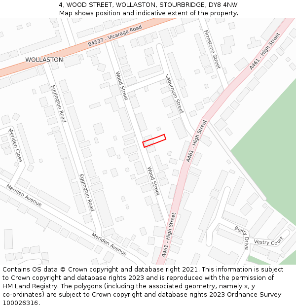 4, WOOD STREET, WOLLASTON, STOURBRIDGE, DY8 4NW: Location map and indicative extent of plot