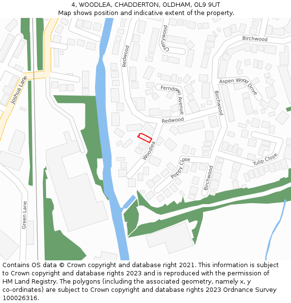 4, WOODLEA, CHADDERTON, OLDHAM, OL9 9UT: Location map and indicative extent of plot