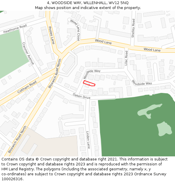4, WOODSIDE WAY, WILLENHALL, WV12 5NQ: Location map and indicative extent of plot