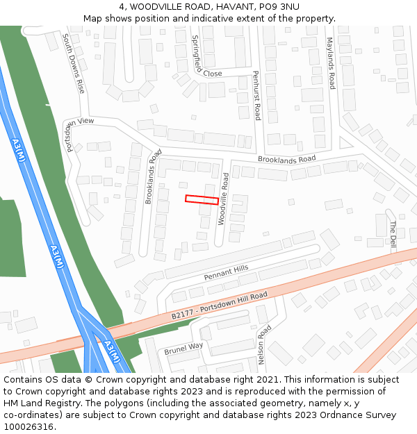 4, WOODVILLE ROAD, HAVANT, PO9 3NU: Location map and indicative extent of plot