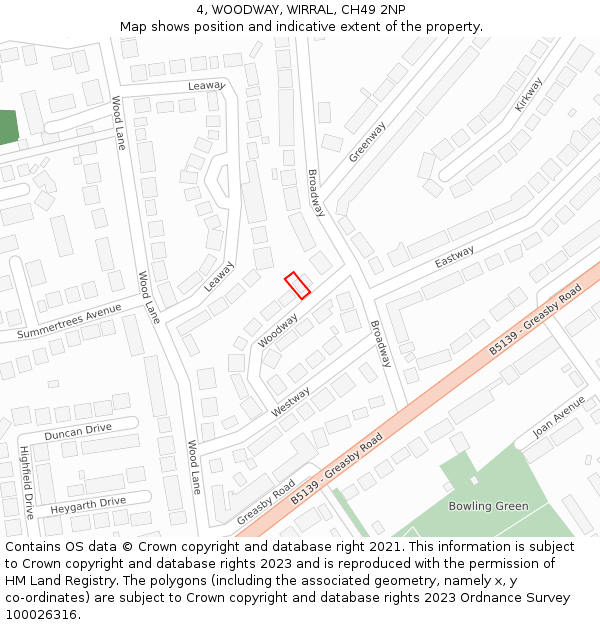 4, WOODWAY, WIRRAL, CH49 2NP: Location map and indicative extent of plot