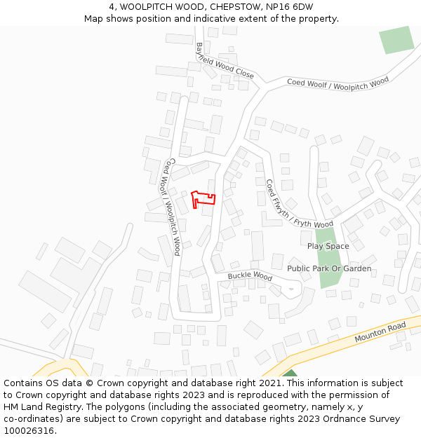 4, WOOLPITCH WOOD, CHEPSTOW, NP16 6DW: Location map and indicative extent of plot
