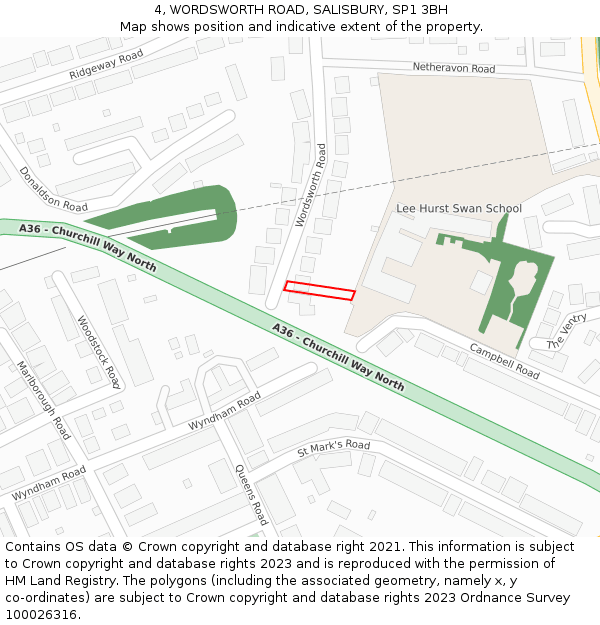 4, WORDSWORTH ROAD, SALISBURY, SP1 3BH: Location map and indicative extent of plot