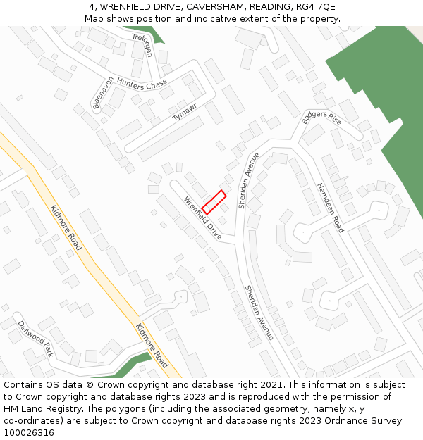 4, WRENFIELD DRIVE, CAVERSHAM, READING, RG4 7QE: Location map and indicative extent of plot