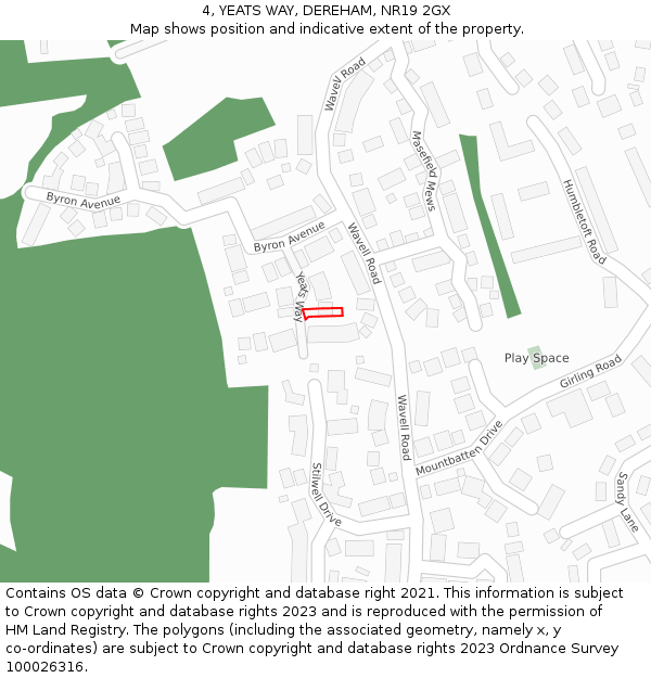4, YEATS WAY, DEREHAM, NR19 2GX: Location map and indicative extent of plot