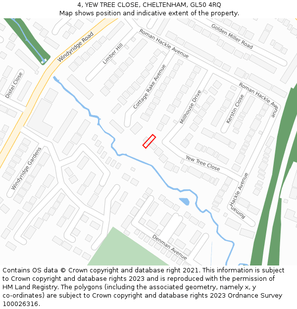 4, YEW TREE CLOSE, CHELTENHAM, GL50 4RQ: Location map and indicative extent of plot