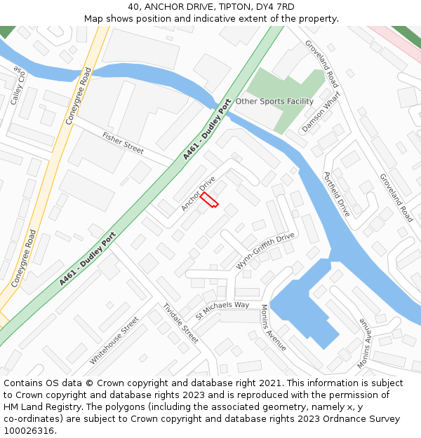 40, ANCHOR DRIVE, TIPTON, DY4 7RD: Location map and indicative extent of plot