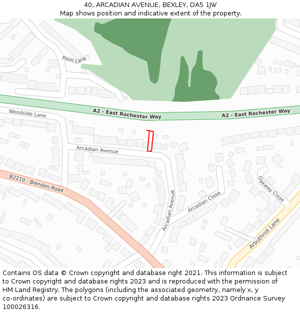 40, ARCADIAN AVENUE, BEXLEY, DA5 1JW: Location map and indicative extent of plot