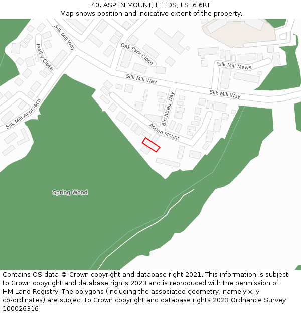 40, ASPEN MOUNT, LEEDS, LS16 6RT: Location map and indicative extent of plot