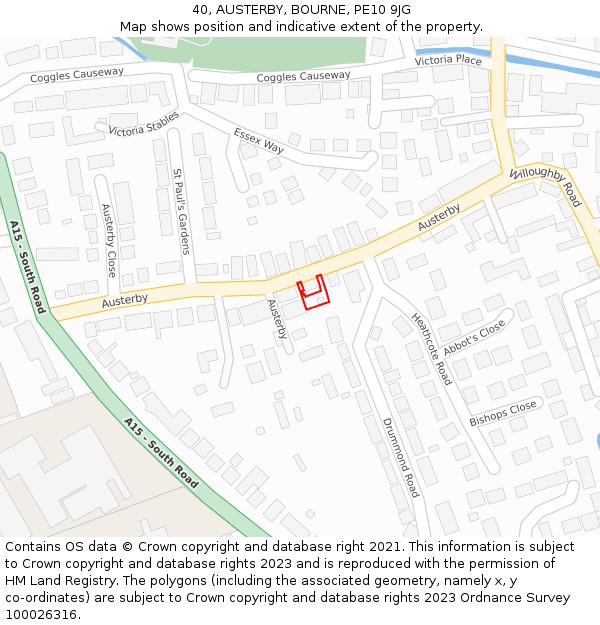 40, AUSTERBY, BOURNE, PE10 9JG: Location map and indicative extent of plot