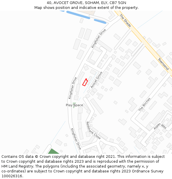 40, AVOCET GROVE, SOHAM, ELY, CB7 5GN: Location map and indicative extent of plot