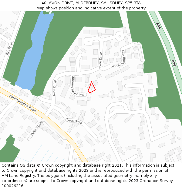 40, AVON DRIVE, ALDERBURY, SALISBURY, SP5 3TA: Location map and indicative extent of plot