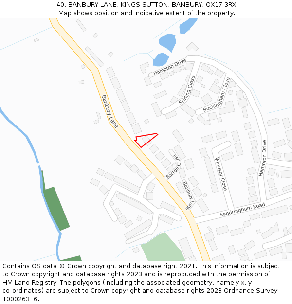 40, BANBURY LANE, KINGS SUTTON, BANBURY, OX17 3RX: Location map and indicative extent of plot