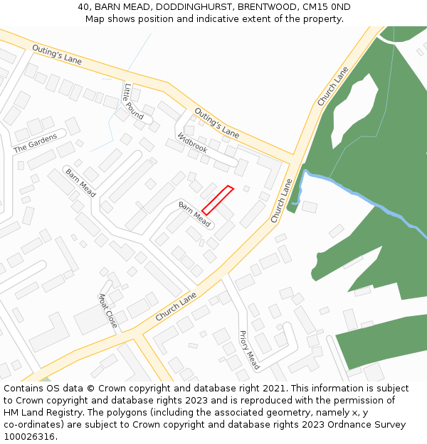 40, BARN MEAD, DODDINGHURST, BRENTWOOD, CM15 0ND: Location map and indicative extent of plot