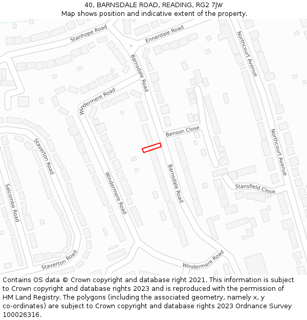 40, BARNSDALE ROAD, READING, RG2 7JW: Location map and indicative extent of plot