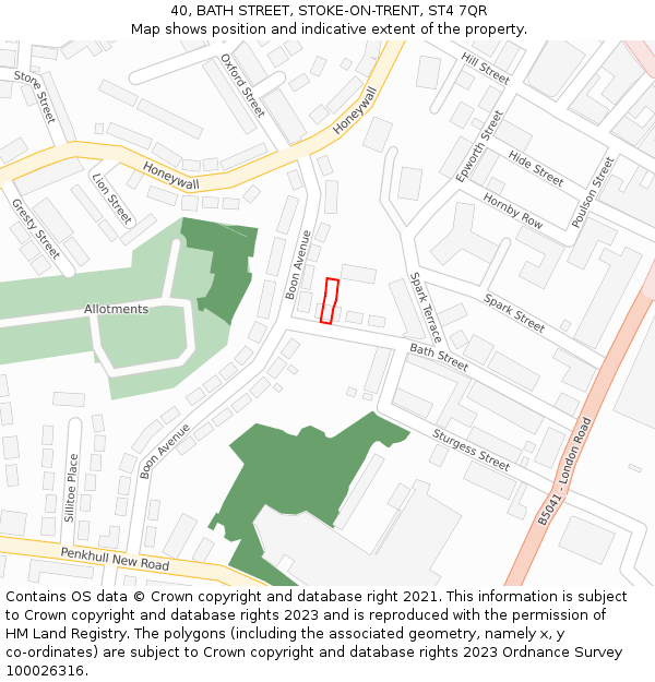 40, BATH STREET, STOKE-ON-TRENT, ST4 7QR: Location map and indicative extent of plot