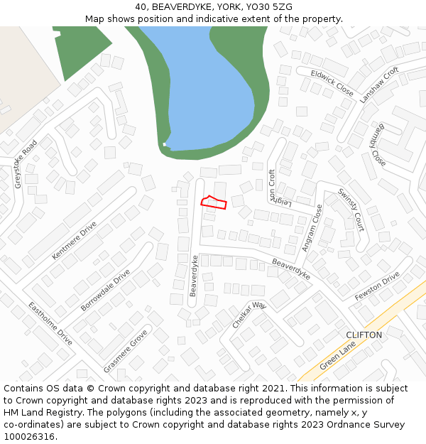 40, BEAVERDYKE, YORK, YO30 5ZG: Location map and indicative extent of plot