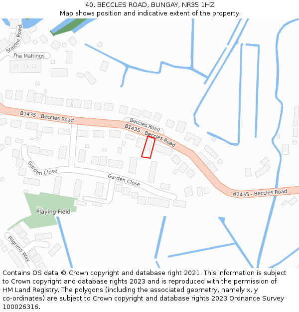 40, BECCLES ROAD, BUNGAY, NR35 1HZ: Location map and indicative extent of plot