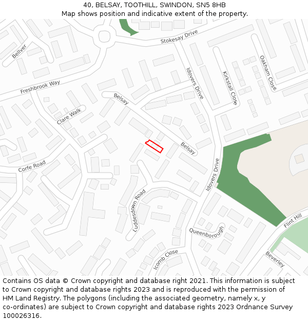 40, BELSAY, TOOTHILL, SWINDON, SN5 8HB: Location map and indicative extent of plot