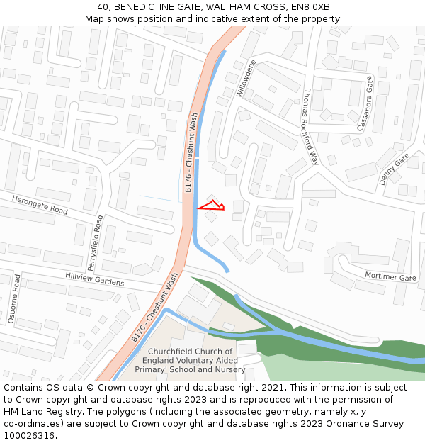 40, BENEDICTINE GATE, WALTHAM CROSS, EN8 0XB: Location map and indicative extent of plot