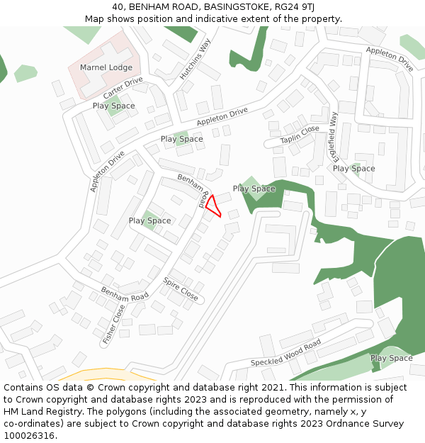 40, BENHAM ROAD, BASINGSTOKE, RG24 9TJ: Location map and indicative extent of plot