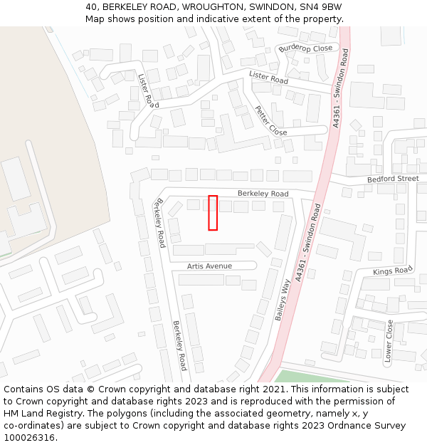 40, BERKELEY ROAD, WROUGHTON, SWINDON, SN4 9BW: Location map and indicative extent of plot