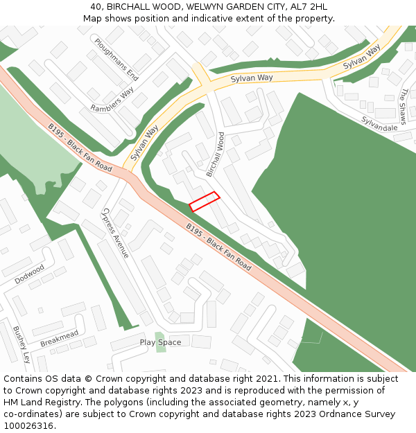 40, BIRCHALL WOOD, WELWYN GARDEN CITY, AL7 2HL: Location map and indicative extent of plot