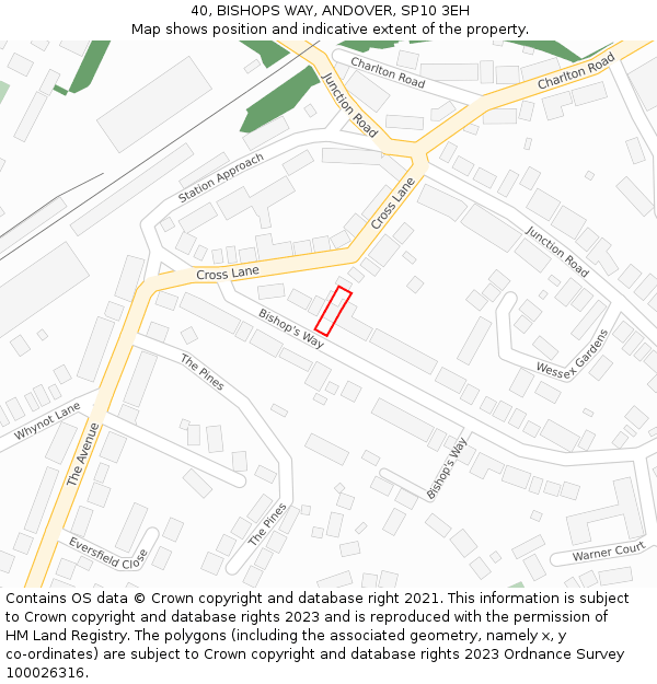40, BISHOPS WAY, ANDOVER, SP10 3EH: Location map and indicative extent of plot