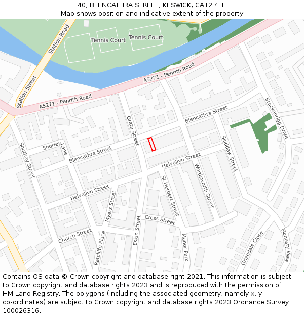 40, BLENCATHRA STREET, KESWICK, CA12 4HT: Location map and indicative extent of plot