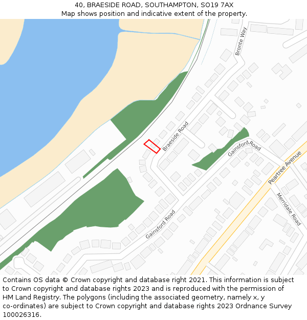 40, BRAESIDE ROAD, SOUTHAMPTON, SO19 7AX: Location map and indicative extent of plot