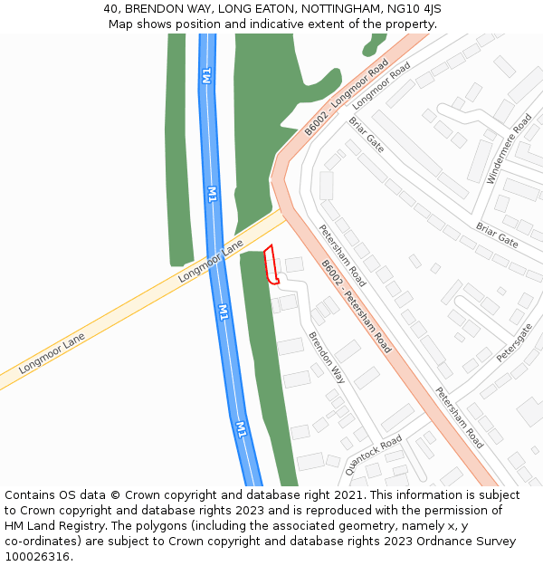 40, BRENDON WAY, LONG EATON, NOTTINGHAM, NG10 4JS: Location map and indicative extent of plot