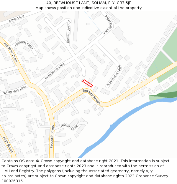 40, BREWHOUSE LANE, SOHAM, ELY, CB7 5JE: Location map and indicative extent of plot