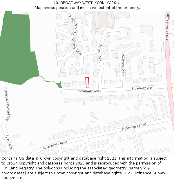 40, BROADWAY WEST, YORK, YO10 4JJ: Location map and indicative extent of plot