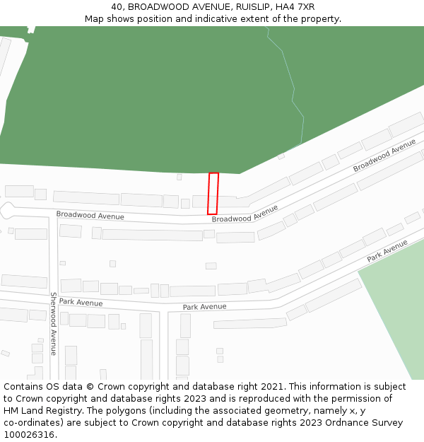 40, BROADWOOD AVENUE, RUISLIP, HA4 7XR: Location map and indicative extent of plot