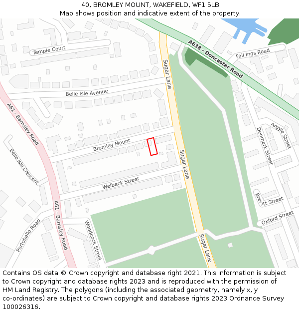 40, BROMLEY MOUNT, WAKEFIELD, WF1 5LB: Location map and indicative extent of plot