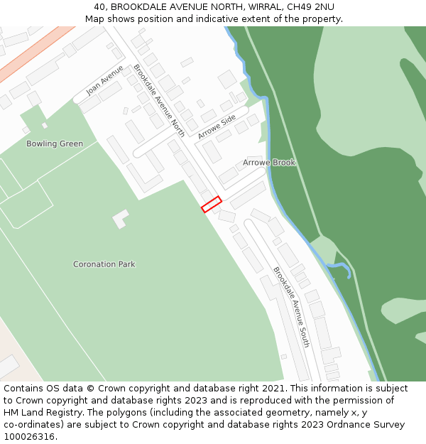 40, BROOKDALE AVENUE NORTH, WIRRAL, CH49 2NU: Location map and indicative extent of plot