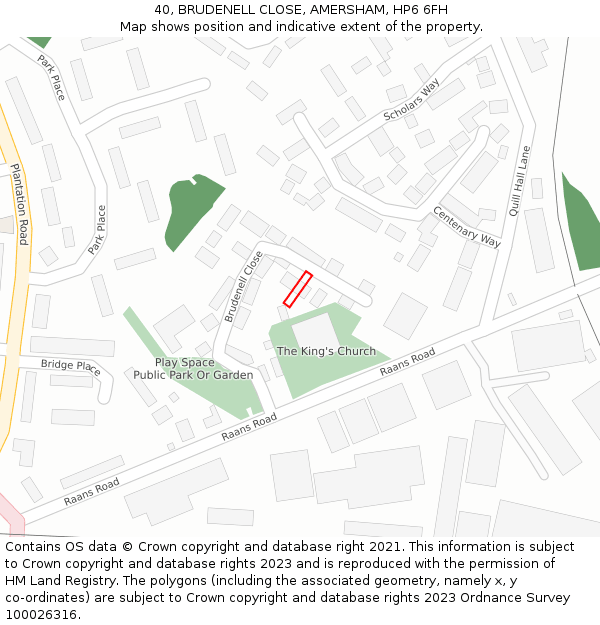 40, BRUDENELL CLOSE, AMERSHAM, HP6 6FH: Location map and indicative extent of plot