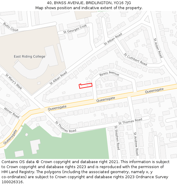 40, BYASS AVENUE, BRIDLINGTON, YO16 7JG: Location map and indicative extent of plot