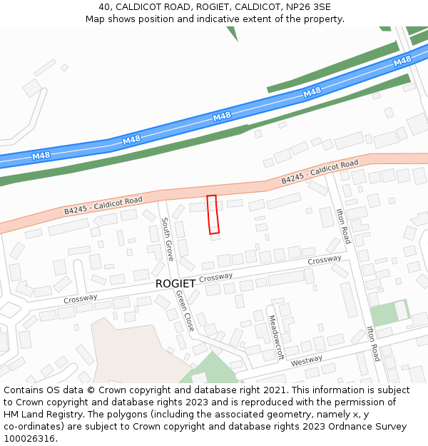 40, CALDICOT ROAD, ROGIET, CALDICOT, NP26 3SE: Location map and indicative extent of plot
