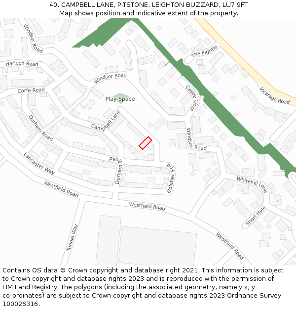 40, CAMPBELL LANE, PITSTONE, LEIGHTON BUZZARD, LU7 9FT: Location map and indicative extent of plot