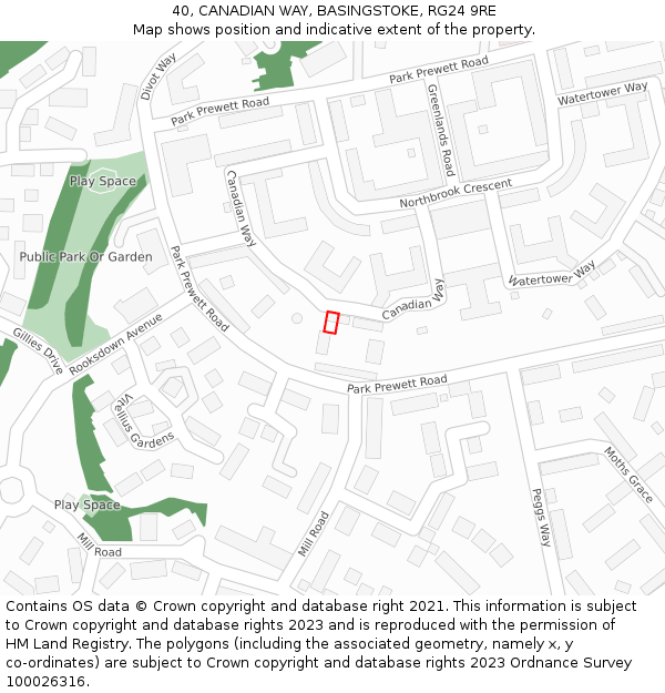 40, CANADIAN WAY, BASINGSTOKE, RG24 9RE: Location map and indicative extent of plot