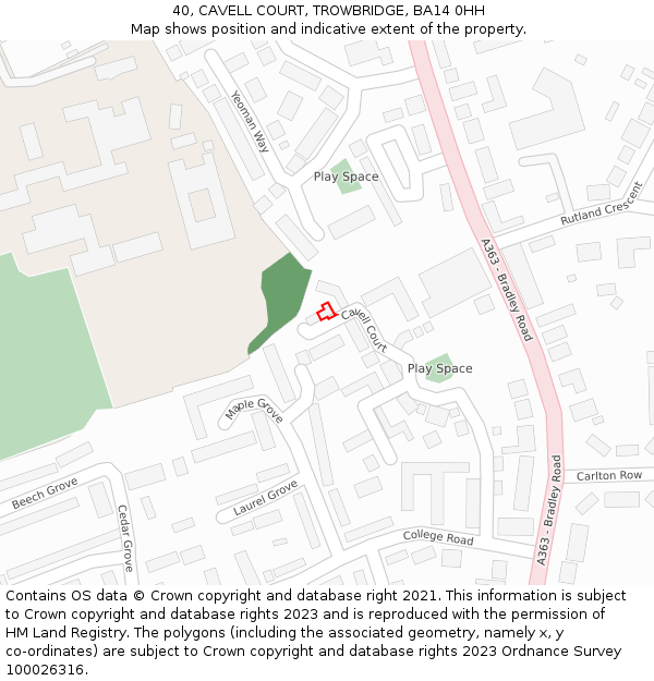40, CAVELL COURT, TROWBRIDGE, BA14 0HH: Location map and indicative extent of plot