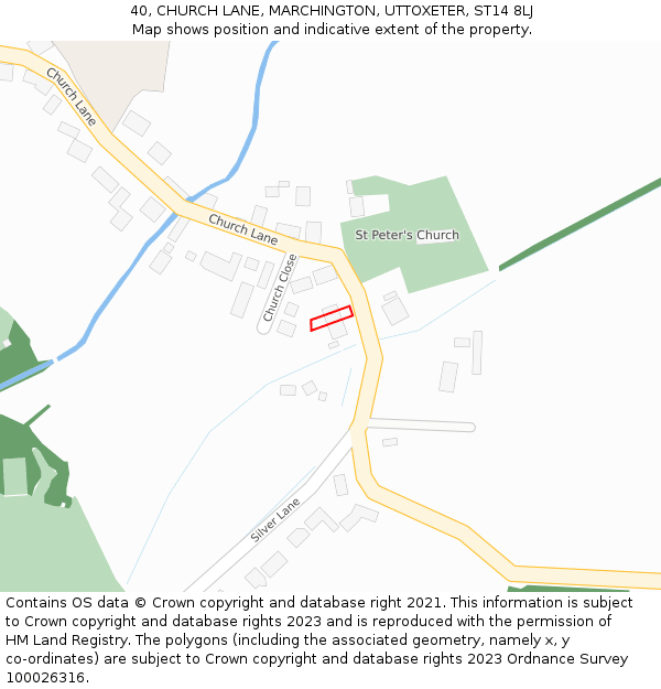 40, CHURCH LANE, MARCHINGTON, UTTOXETER, ST14 8LJ: Location map and indicative extent of plot