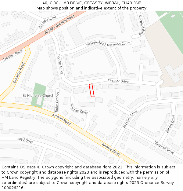 40, CIRCULAR DRIVE, GREASBY, WIRRAL, CH49 3NB: Location map and indicative extent of plot