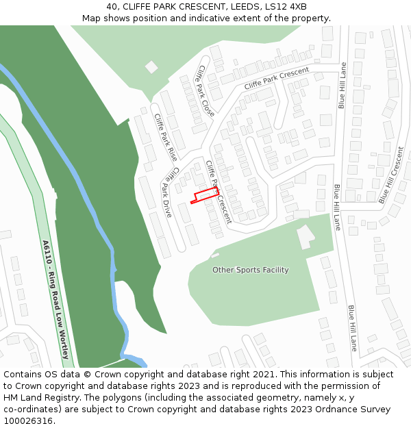 40, CLIFFE PARK CRESCENT, LEEDS, LS12 4XB: Location map and indicative extent of plot