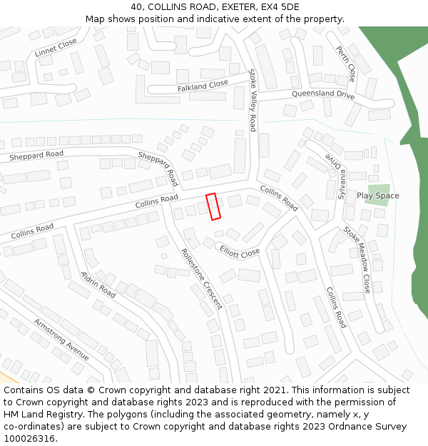 40, COLLINS ROAD, EXETER, EX4 5DE: Location map and indicative extent of plot